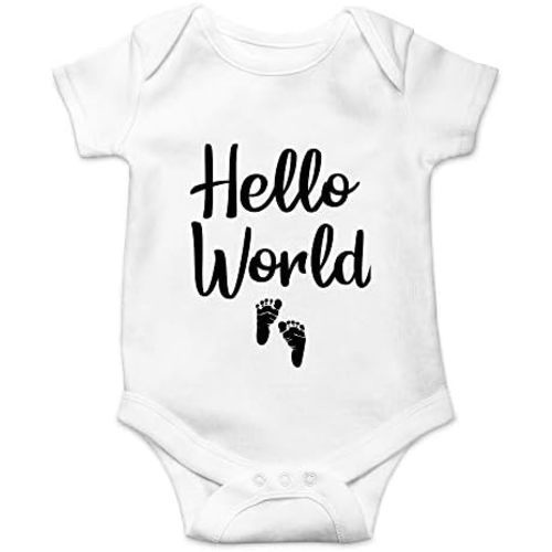 CBTwear Hello World Baby Bodysuit - Cute Boy Girl Newborn Clothes Funny Infant Unisex Comfy Humor Romper