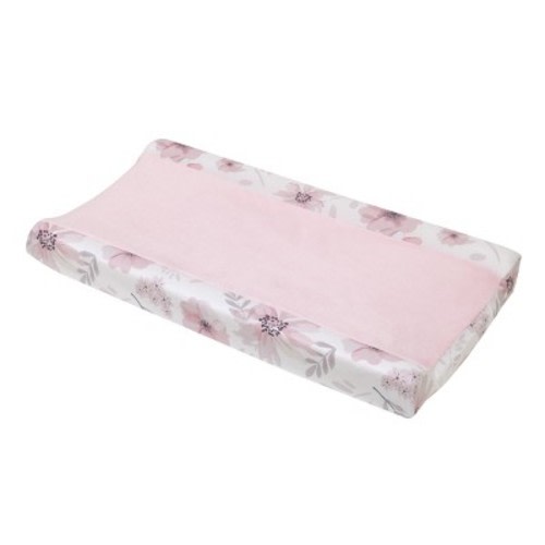 Little Love by NoJo Beautiful Blooms Pink, White, and Grey Floral Super Soft Changing Pad Cover