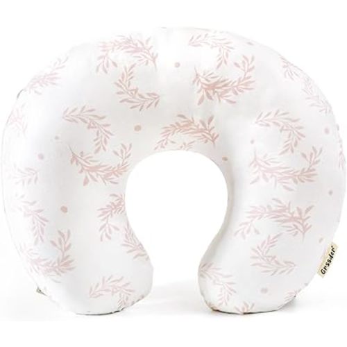 GRSSDER Nursing Pillow Cover, Stretchy Soft Minky Breastfeeding Pillow Slipcovers, Snugly Fit Most Nursing Support Pillows for Breastfeeding, Comfortable Safe Pillow Cover, Pink Flora
