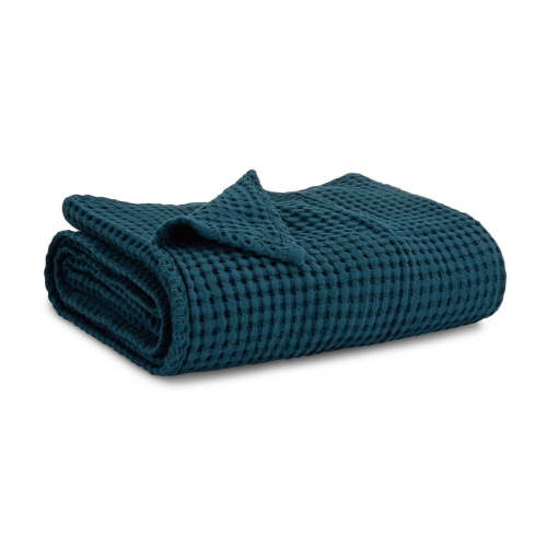 Comfy Cubs Waffle Weave Blanket - 40” x 40” - 100% Cotton Soft, Lightweight Baby Blanket, Neptune
