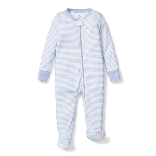 Infant's Pima Snug Fit Blue Stripes Romper | Petite Plume | Over The Moon