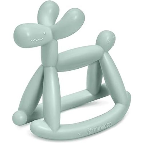 Teething Toy for Baby 0-6, 12, 18 Months Infant, Jellydog Never Drop Food Grade Silicone Rocking Teether, Prevent Choking & Odorless, Less Dust and Hair Adhesion, Baby Gift, Mint Green