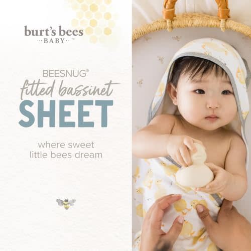 Burt's Bees Baby 100% Organic Cotton Infant Fitted Bassinet Sheet, 2-Pack