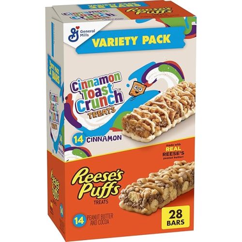 Cinnamon Toast Crunch and REESE'S Puffs Cereal Treat Bars Variety Pack, Snack Bars, 28 Ct, 23.8 oz