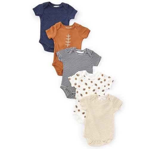 Starting Out Baby Boys Newborn-9 Months Footeball Print 5-Pack Bodysuits