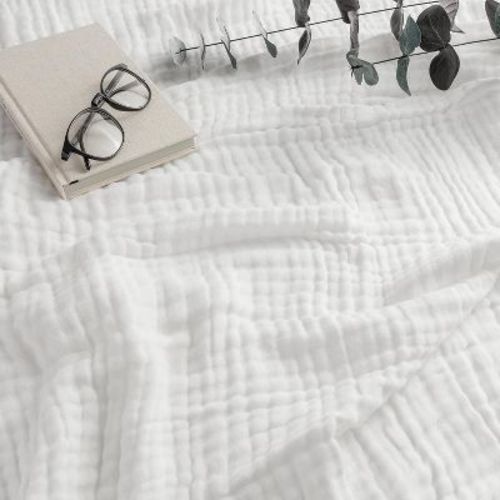 Muslin Cotton Blanket for Adults, Extra Large By Comfy Cubs, Throw 50" x 60" - White