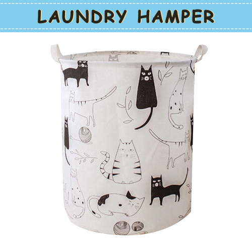Howarmer Large Canvas Laundry Hamper, Laundry Basket for and , s Clothes Hamper with Lid, Cute s s Storage Bin Organizer Animal Room Decor, Black Kitty