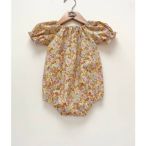 Floral Baby Romper: Ruffle Puff Sleeve Cotton Boho Bubble