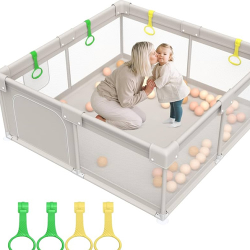 ZEEBABA Baby Playpen, Big Play Pen for Babies(59x59x27inch), Kids Safe Play Center for Babies and Toddlers, Baby Fence Gives Mommy a Break