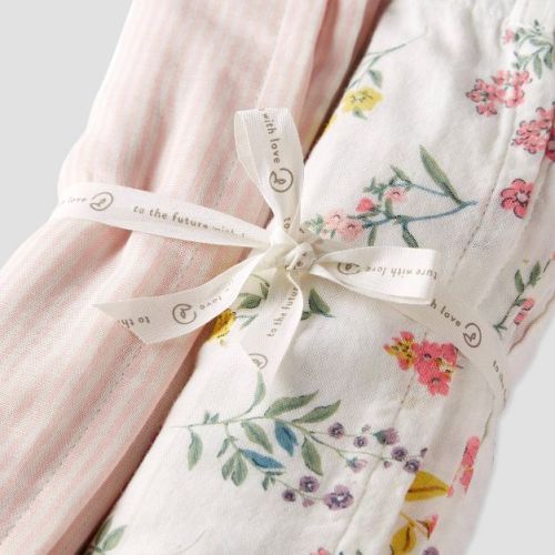 little Planet By Carter's Baby 2pk Organic Cotton Botanical Muslin Blanket - White/Pink