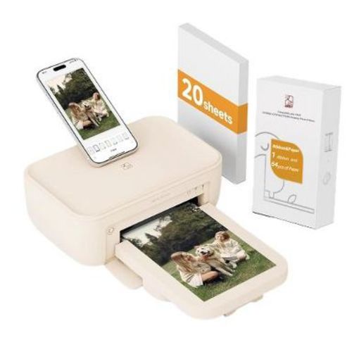 Hanin CP4100 4x6" Bluetooth Photo Printer with 74 Photo Sheets – Full Color Prints, App Compatible