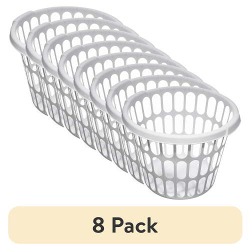 (8 pack) Starplast 1-Bushel Round Laundry Basket, White, Adult