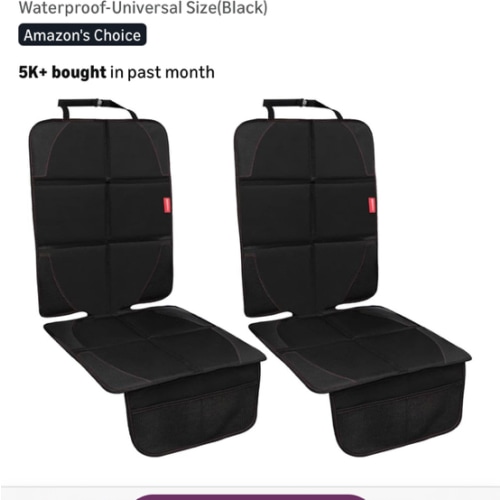 Car Seat Protector, 2 Pack Carseat Protector with Thick Padding, Baby/Pets for Child Car Seat-Mesh Pockets-Waterproof-Universal Size(Black)