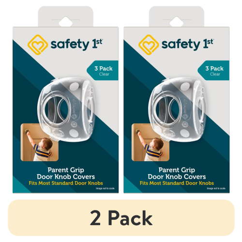 (2 pack) Safety 1st Parent Grip Door Knob Covers 3pk, Crystal Clear, Toddler