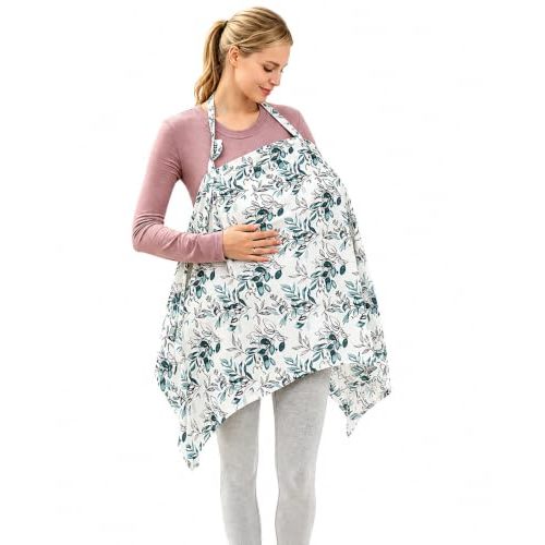 ELFON Nursing Cover Up for Breastfeeding with Hoop, Breathable Muslin Cotton Lightweight Privacy Breast feeding Covers for Women, Soft Nursing Shawl Blanket for Mom and Baby