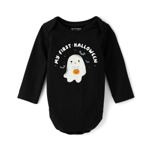 Baby First Halloween Ghost Graphic Bodysuit - Black