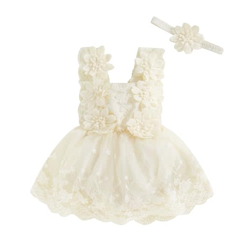 Karwuiio Newborn Baby Girl Romper Dress Infant Sleeveless Lace Floral Romper Bodysuit Baby Girl Summer Clothes Outfits