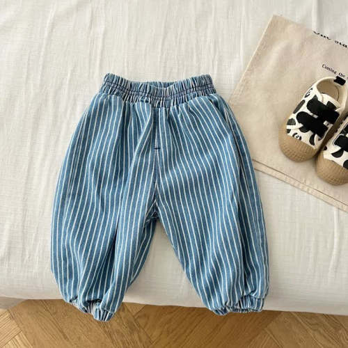 Baby Toddler Vertical Striped Denim Pants (12M)