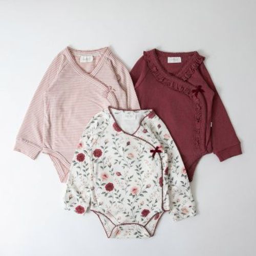 Picolette by Olivia Culpo Baby Girls' Floral 3pk Long Sleeve Bodysuits - Pink 18M