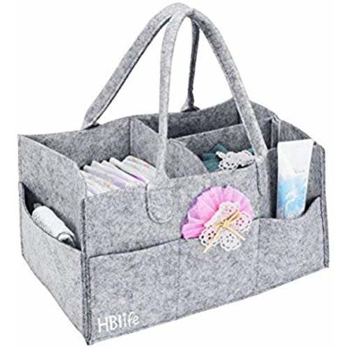 Baby Diaper Caddy Organizer HBlife Nursery Storage Bin Portable Diaper with Changeable Compartments for Newborn Registry Must Haves Baby Wipes Shower Gift (Grey)