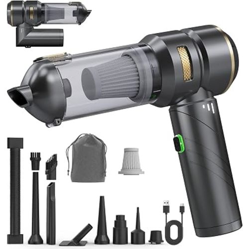 Car Vacuum Portable Cordless, Foldable Handheld Vacuum with Brushless Motor, 22000PA High Power Mini Hand Vacuum Cleaner & Air Blower & Duster & Pump for Home, Pet, Office