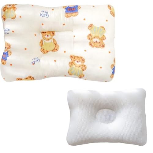 LUXHOUSE Unisex Pillow 13x9x2, Hypoallergenic Airmesh Breathable Cool 100% Cotton, Control Sweat, Ideal for Travel, Small, Car, Travel, MultiFunctual Small Decor Pillows (Teddy Design)