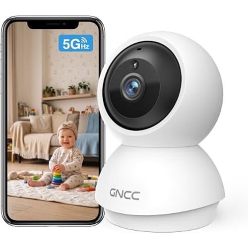 GNCC 2K Baby Monitor, 5G WiFi Baby Camera with Phone App, 360° Pan Tilt Zoom, 2‑Way Audio, Night Vision, AI Motiron Tracking,Cry Detection, SD Card/Cloud Storage,Temperature Sensor, Ideal for New Mom