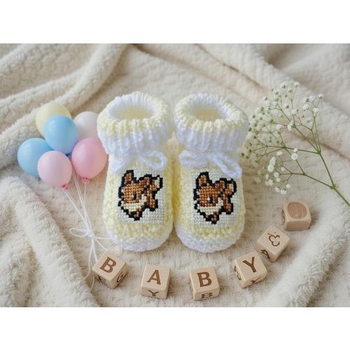 Eevee Inspired Knitted Baby Booties * Handmade Baby Slippers * Stay-on Crib Shoes * Cute Baby Shower Gift * Newborn Coming Home Outfit - Etsy