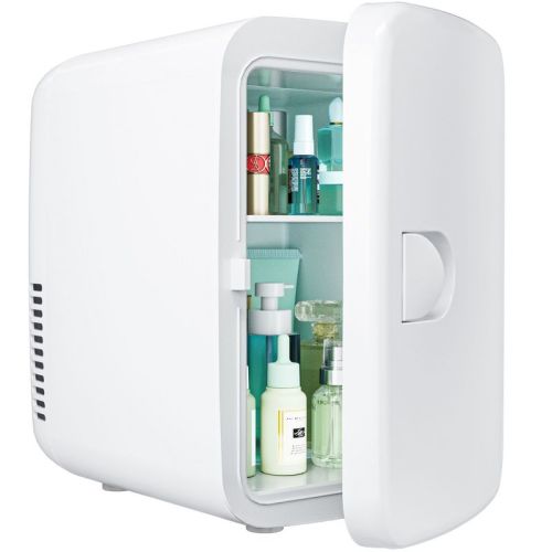 Simzlife Mini Fridge, 4L/6 Cans, Personal Portable Cooler & Warmer for Skincare&Cosmetic, for Bedroom, Car, Office, Compact Beauty Refrigerator, Black