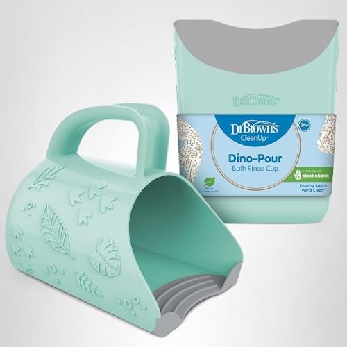 Dr. Brown's CleanUp Dino-Pour Baby Bath Rinse Cup, Tear-Free Rinsing for Babies and Toddlers, BPA Free