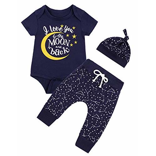 Baby Boy Space Theme Outfit Newborn Boy I Love You To The Moon And Back Baby Shower Infant Space Clothes Romper Pants Set