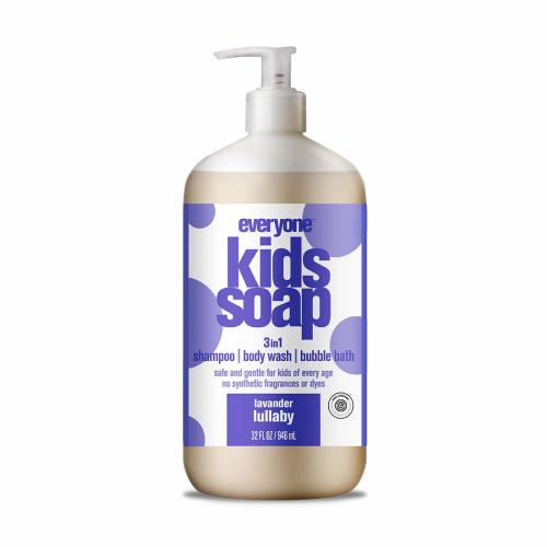 Everyone 3-in-1 Kids Soap, Body Wash, Bubble Bath, Shampoo, 32 Ounce (Pack of 1), Lavender Lullaby, Coconut Cleanser with Plant Extracts and Pure Essential Oils