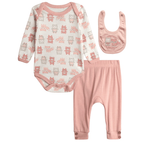 Millie & Myles Infant Pants Set - Baby Clothes for Boys and Girls with Bib and Long Sleeve Bodysuit