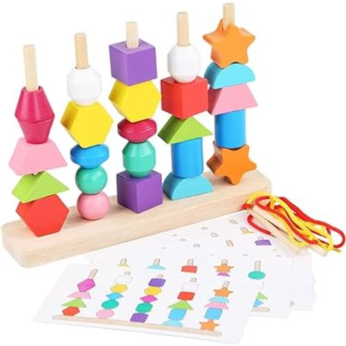 ZRCCOX Montessori Toys for 2, 3, 4 Year Old, Toddler Toys for 2-4 Year Old Girls Boys, Stacking Toys for Toddlers 1-3, Wooden Blocks for Toddlers 1-3
