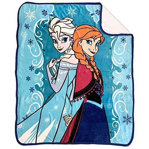 Jay Franco Disney Frozen Springtime Sherpa Throw Blanket - Measures 50 x 60 inches, Kids Bedding Features Elsa & Anna - Fade Resistant Super Soft