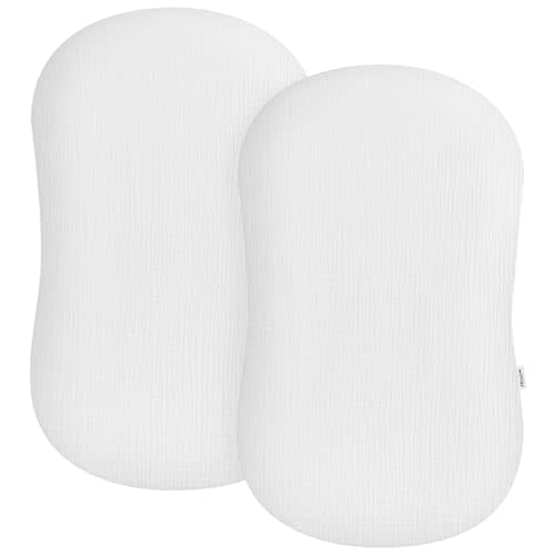 Baby Lounger Cover 2 Pack, Muslin Cotton Infant Lounger Cover, Covers Only | White & White, Soft Breathable Muslin Cotton, Designed for Newborn and Infant Lounger Cover Boy and Girl, Envelope Closure