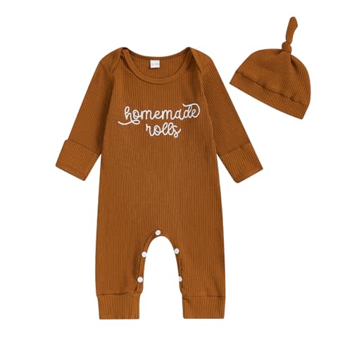FYBITBO Fall Baby Boy Clothes Home Made Rolls Long Sleeve Ribbed Romper Onesie Newborn Boy Thanksgiving Halloween Outfit