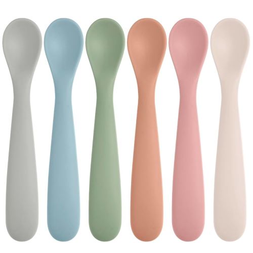 6 Pack Silicone Baby Spoons, Baby Spoons Self Feeding 6 Months+, BPA Free, Soft Tip Baby Utensils Feeding Spoon, Baby Led Weaning Supplies, Dishwasher and Boil Safe