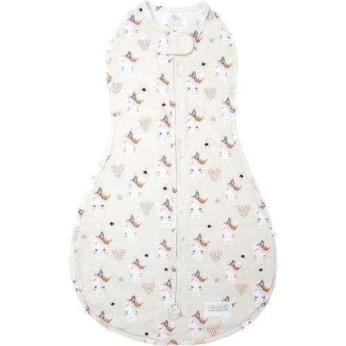 Woombie Original Baby Swaddling Blanket - Soothing, Cotton Baby Swaddle with Zipper - Wearable Newborn Blanket, Unicorn, 14-19 lbs