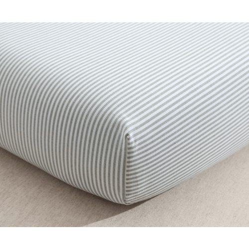 Oxford Stripe Organic Cotton Crib Fitted Sheet, Sage