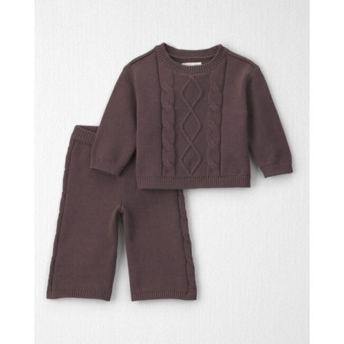 Baby Girl 2-Piece Organic Cotton Cable Knit Sweater Top & Pant Set - Little Planet | Carter's