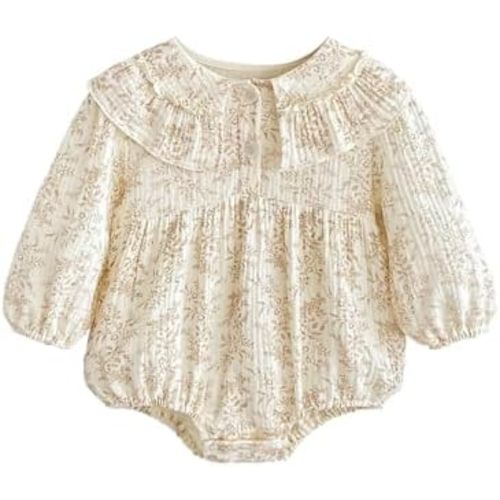 Baby Girl Floral Romper Ruffle Peter Pan Collar Bubble Sleeve Bodysuit Cotton Jumpsuit One Piece Cute Baby Outfits