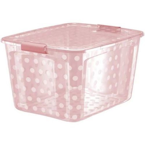 Bella Storage Solution 80qt Polka Dots Locking Lid Tint Pink