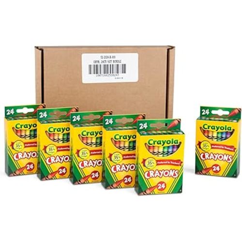 Crayola Crayons, Bulk School Supplies For Kids, 24 Count Crayon Box (Pack Of 6), Assorted Colors
