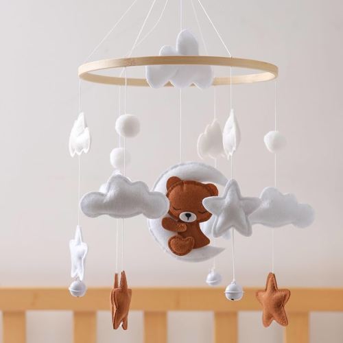 Baby Crib Mobile, Animal Mobile for Crib, Crib Mobile for Boys and Girls, Boho Nursery Decor, Baby Bedroom Hanging Decoration, Bear