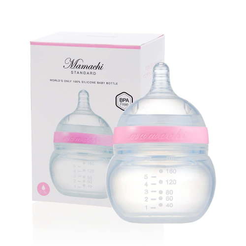 Mamachi 100% Silicone Baby Bottle Standard I Silicone Feeding Bottle Small I Breast Feeding Bottle I Environmentally Baby Milk Bottle I Silicone Baby Bottles I Pink Standard Bottle Small