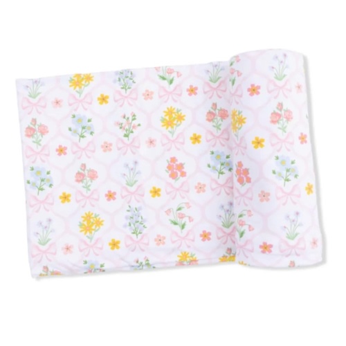 Spring Blooms Bow Trellis Swaddle Blanket