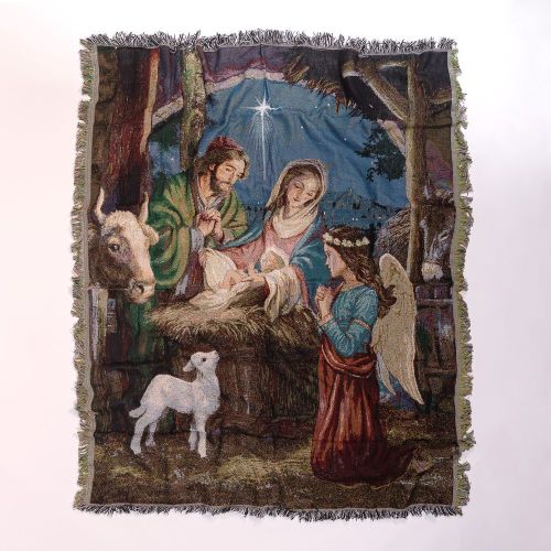 Holy Family Nativity Tapestry Throw Blanket