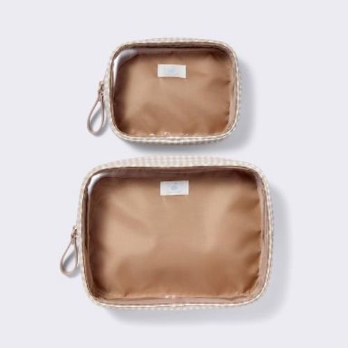Diaper Bag Packing Pouches 2pc - Tan Gingham - Cloud Island™