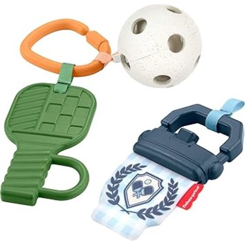 Fisher-Price Baby Toys Mini Me Moments Let’s Play Pickleball Set, 3 Sports-Themed Sensory Activities for Newborns Ages 3+ Months